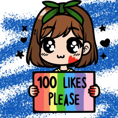 girl holding sign saying 100 likes please