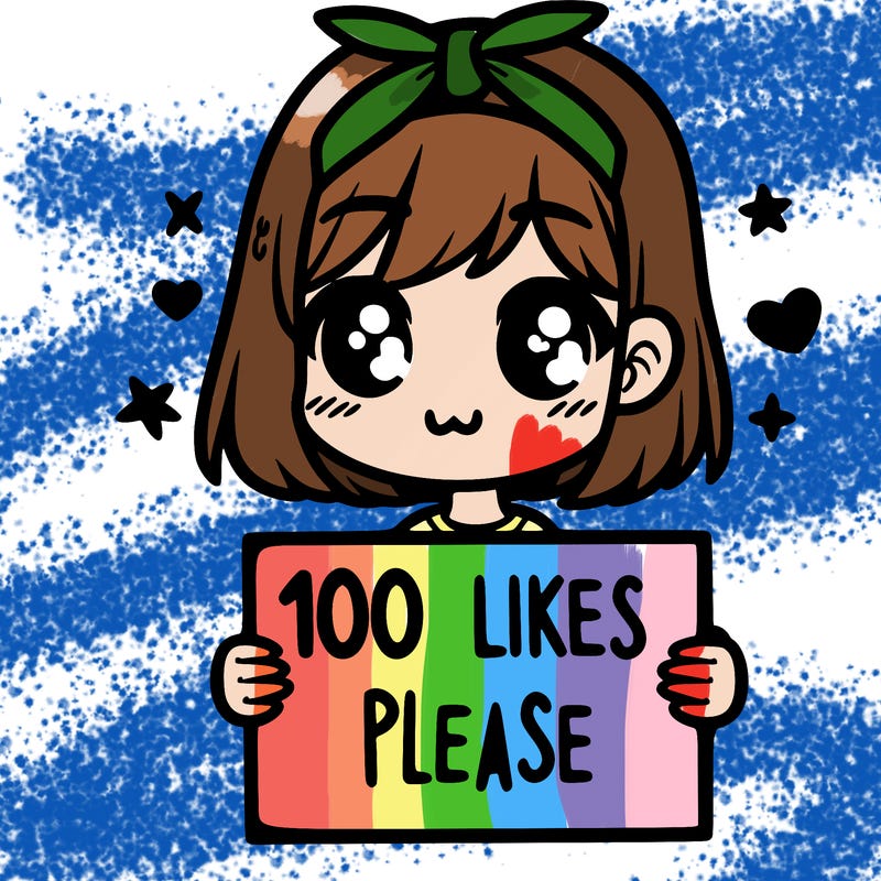 girl holding sign saying 100 likes please