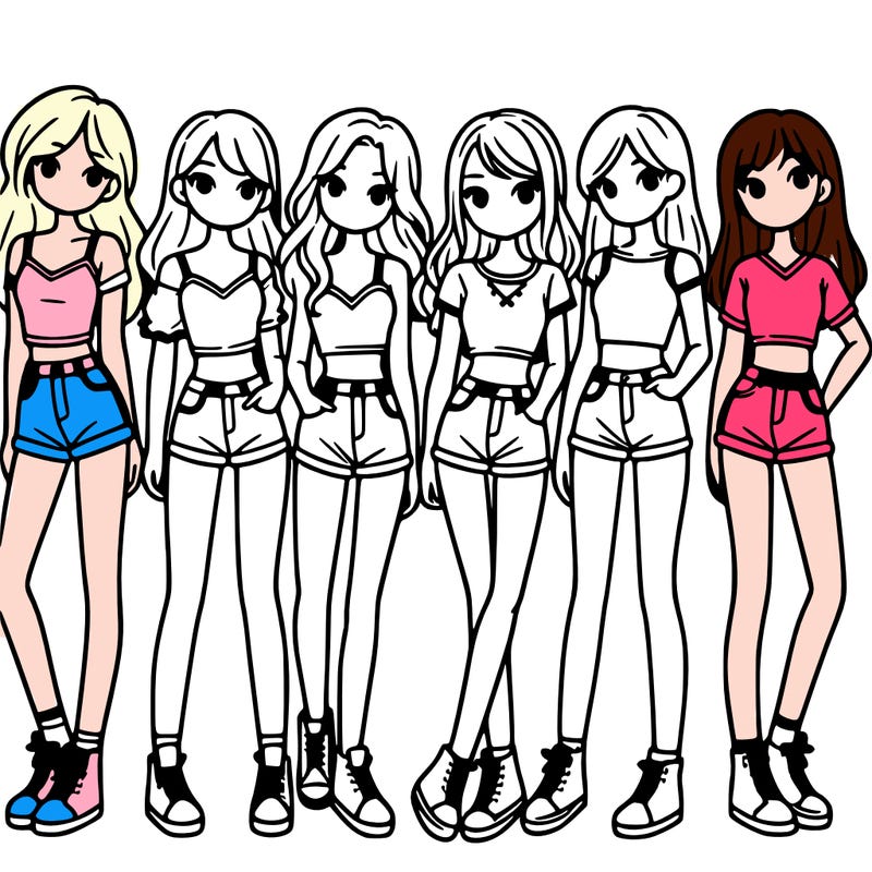 a group of girls wearing crop tops and shorts
