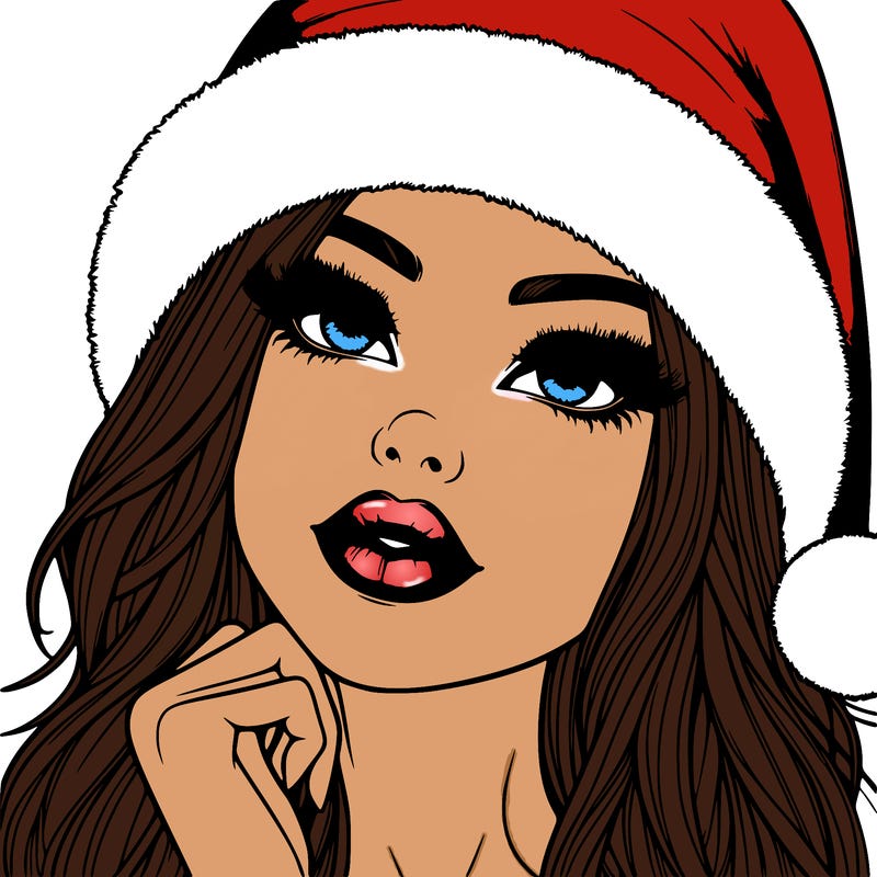 realistic christmas girl with lips