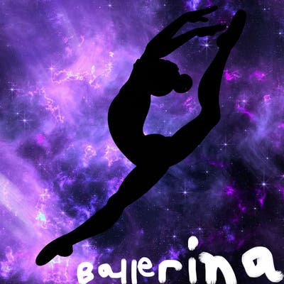 gymnast doing a leap in a leotard with a bent back leg