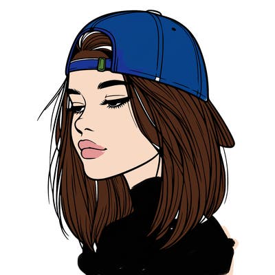 realistic  girl with a backwards hat