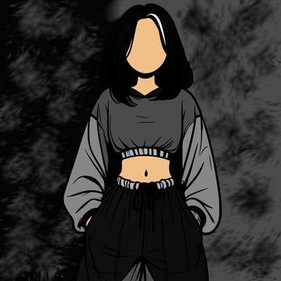 realistic girl faceless with baggy pants and a crop top