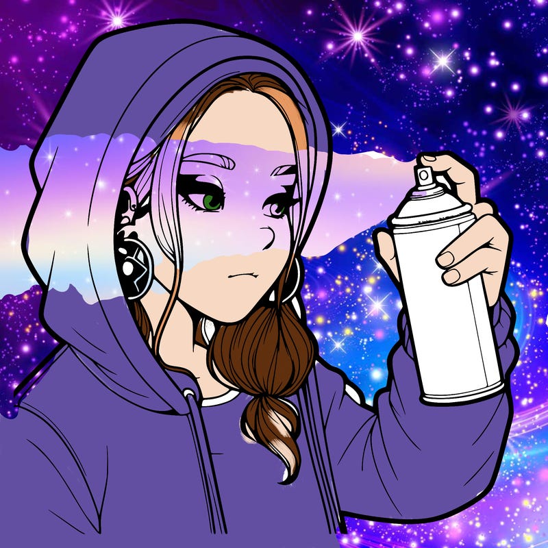 a realistic girl, spray painting