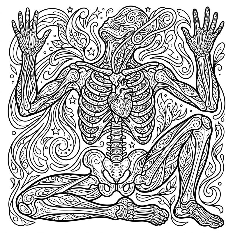 Explore the fascinating complexity of the human form with this unique abstract body parts coloring page. Featuring intricate designs and flowing lines, it offers a deeply engaging artistic challenge for adults and teens.