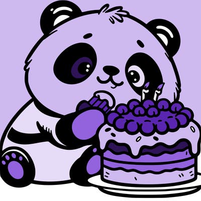 panda eating a cake