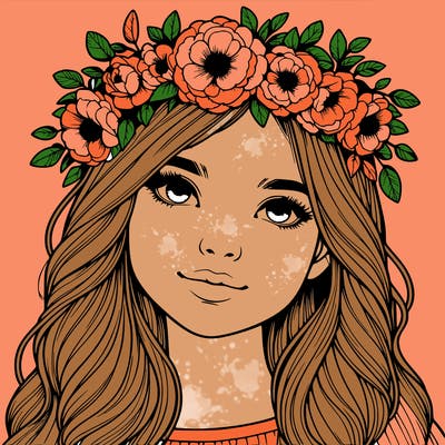 realistic girl with flower crown