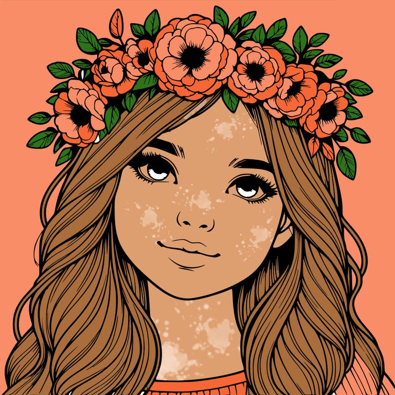 realistic girl with flower crown