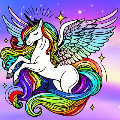 mystical unicorn with wings