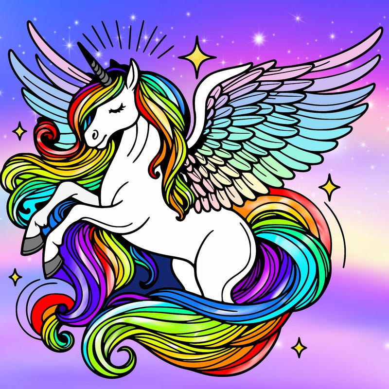 mystical unicorn with wings