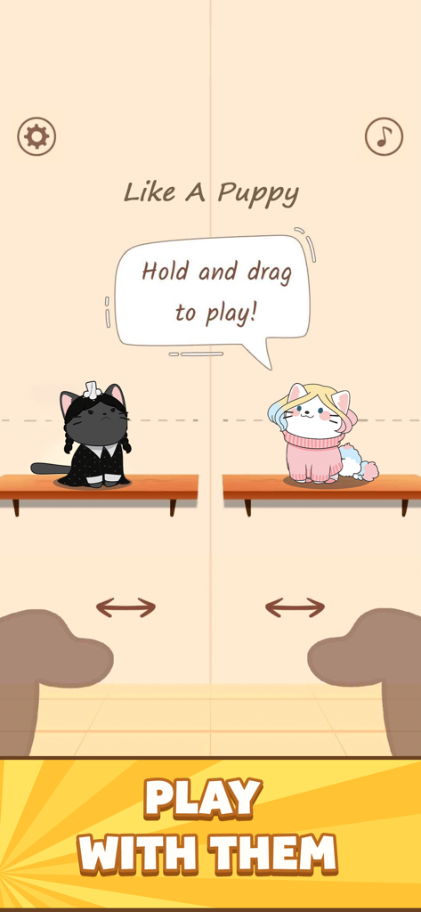 Duet Cats: Rhythm Meow Game - Dois gatos fofos em tela dividida no jogo de ritmo musical Duet Cats.
