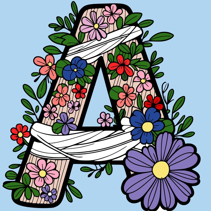 the letter a wrapped by flowers