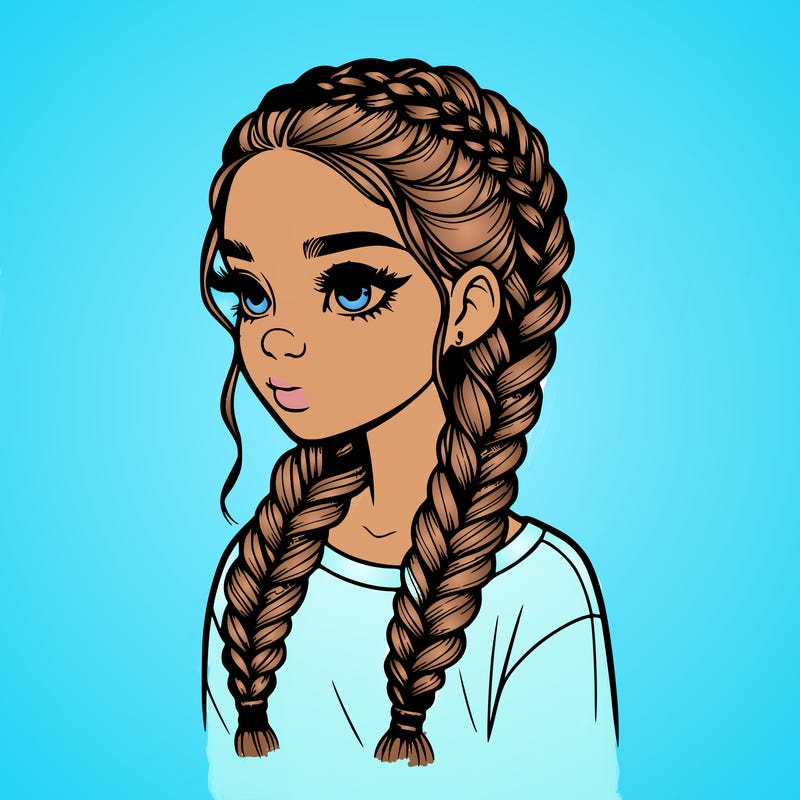 realistic girl with braids