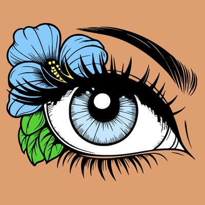 realistic eye with flower