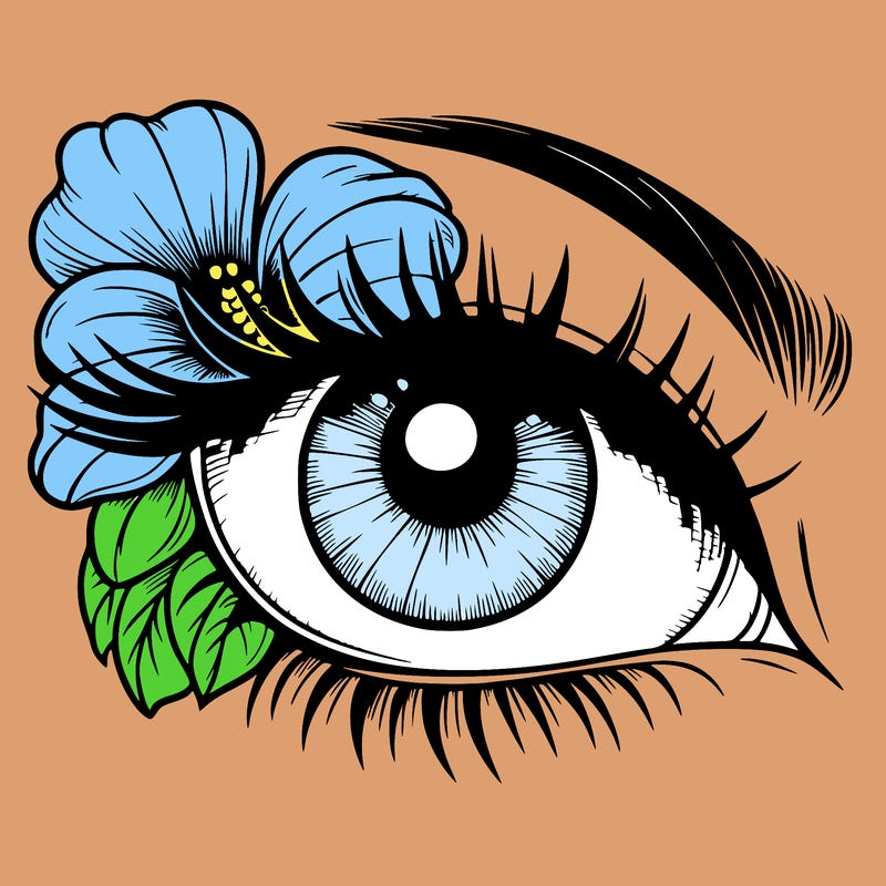 realistic eye with flower