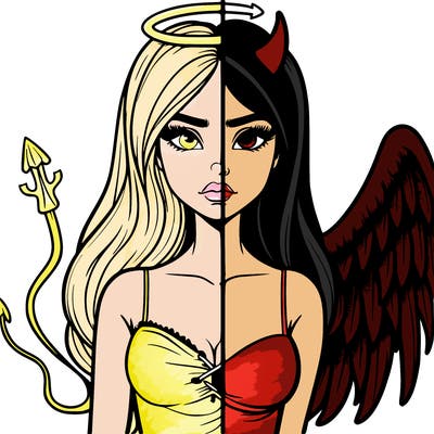 devil vs angel realistic girl