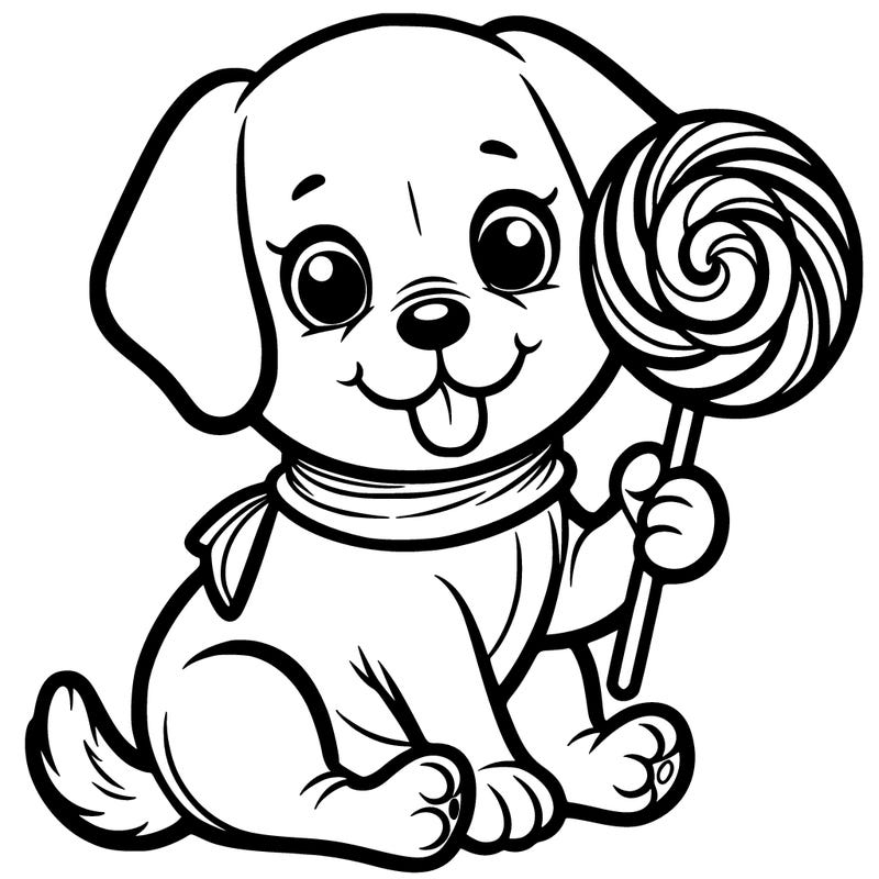 puppy with lollipop