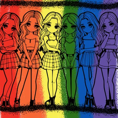 a group of girls realistic