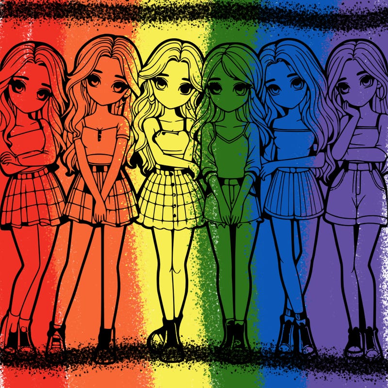 a group of girls realistic