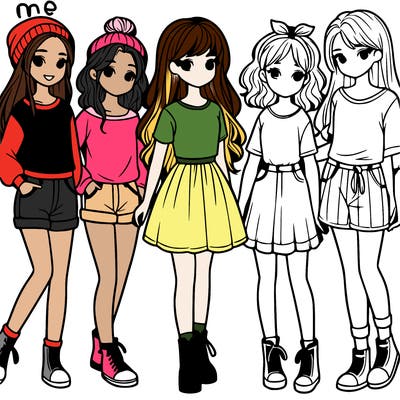 a group of five girls