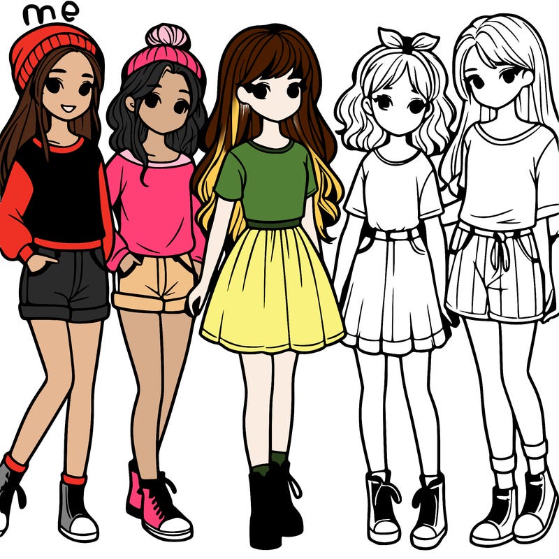 a group of five girls