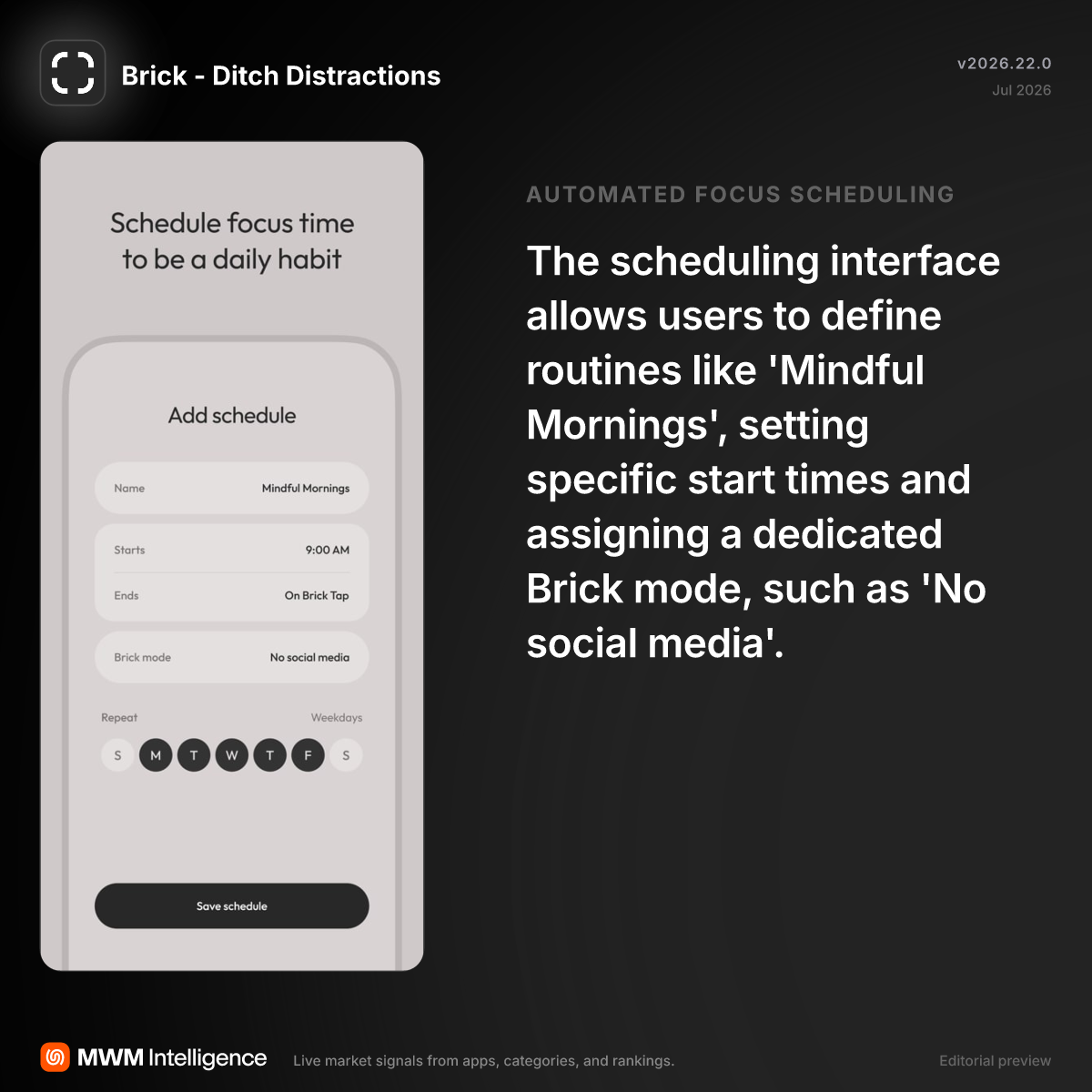 Brick - Ditch Distractions - Productivity App | MWM
