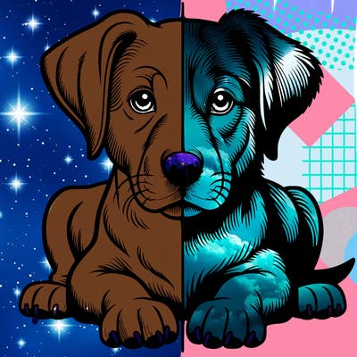 realistic dog split picture