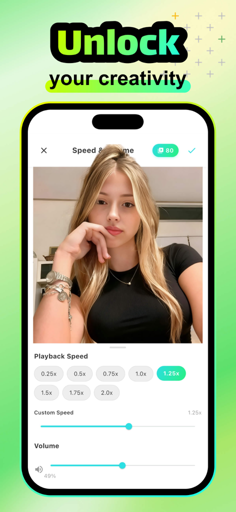 Vibers - Vibers app interface for adjusting video playback speed and volume
