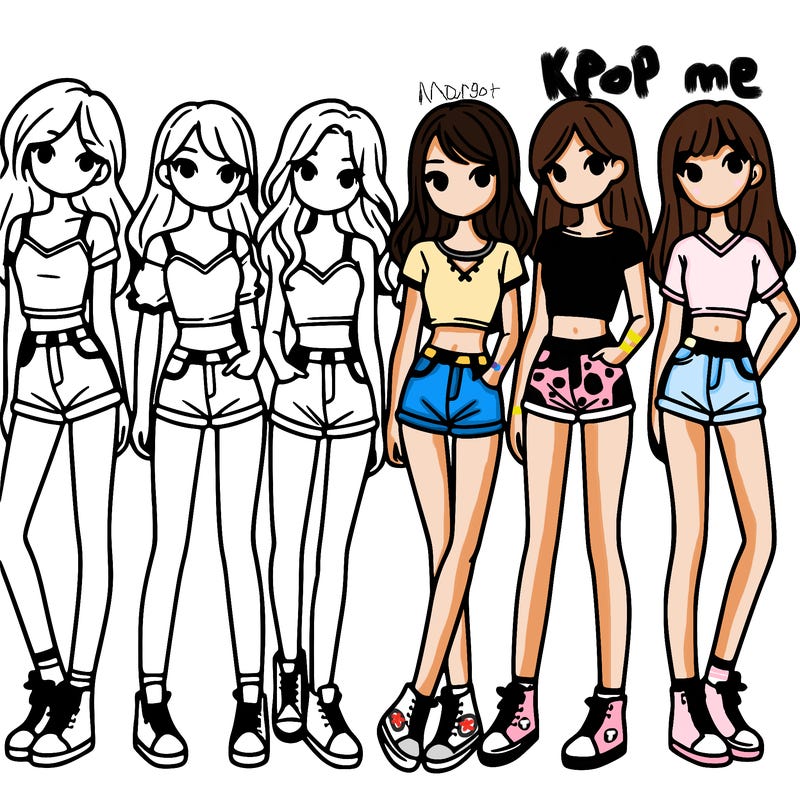 a group of girls wearing crop tops and shorts