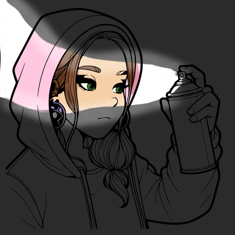 a realistic girl, spray painting