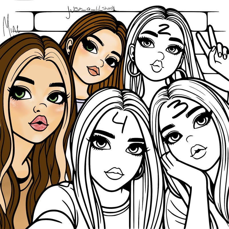 group of teen girls friends y2k up close in a selfie