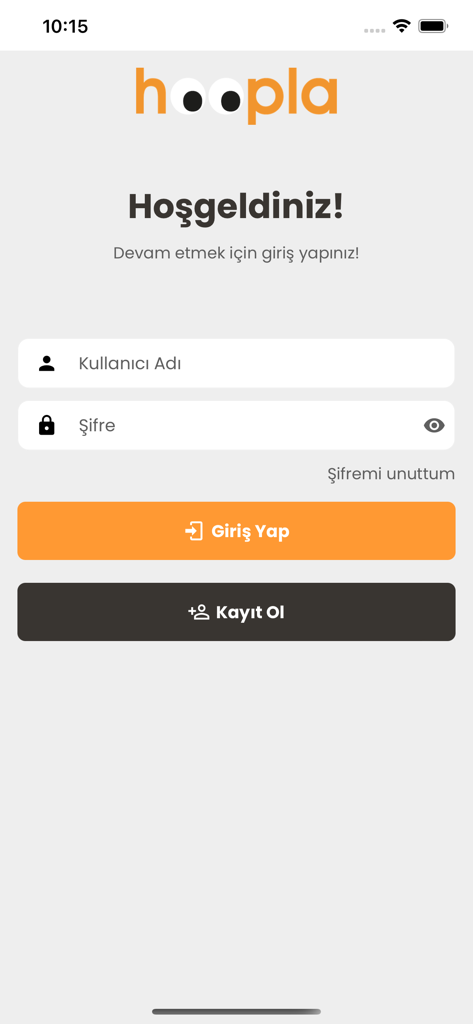 Hoopla - Login and sign up screen for the Hoopla wholesale mobile application