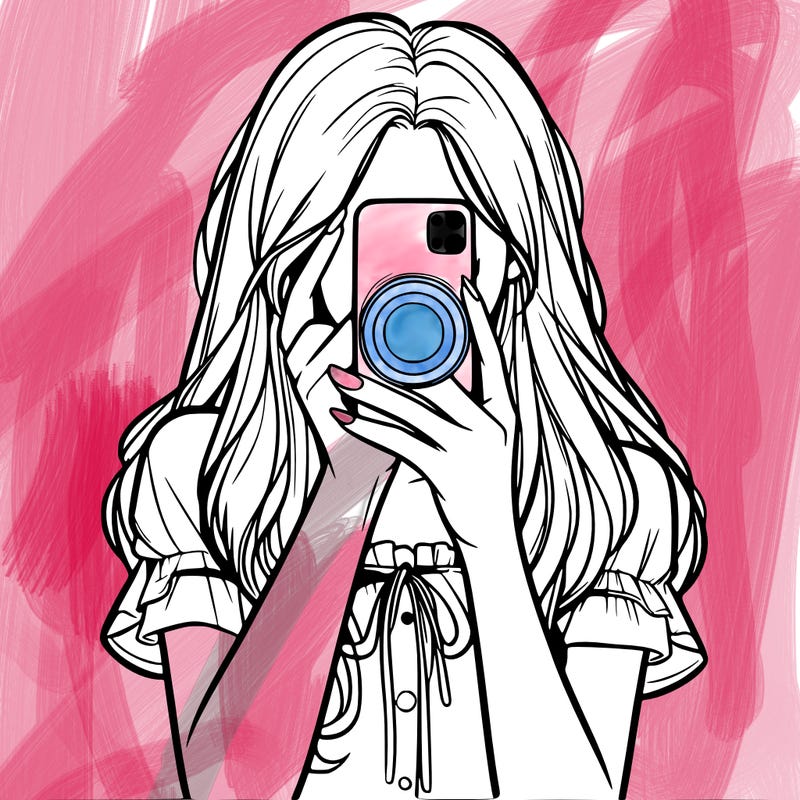 a realistic girl holding her phone taking pictures