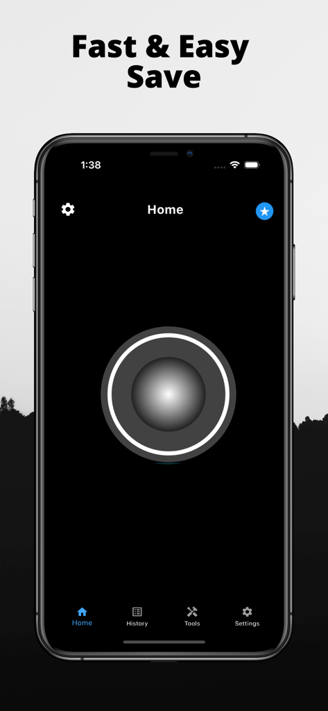 BlackSave Video Spliter - Minimalist home screen of the BlackSave Video Spliter app featuring a dark interface and central action button.