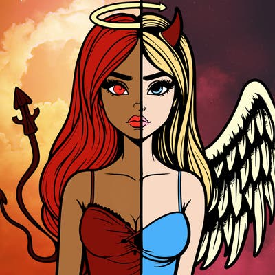 devil vs angel realistic girl