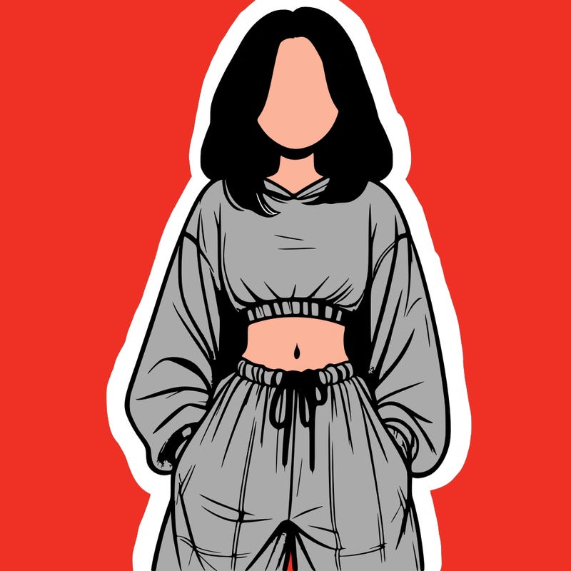 realistic girl faceless with baggy pants and a crop top