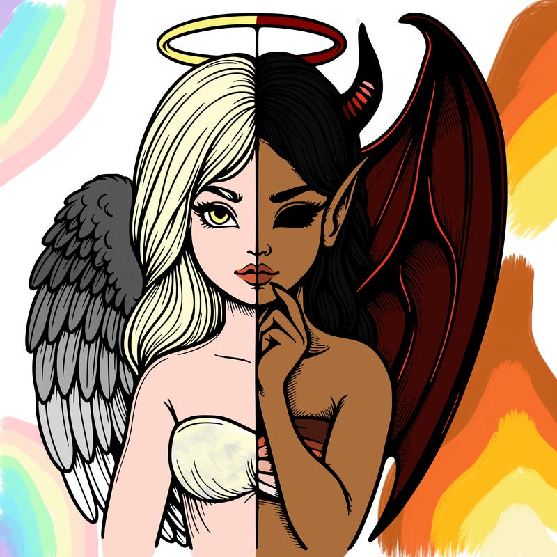 realistic angel half demon