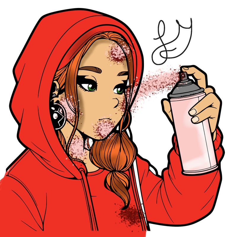 a realistic girl, spray painting