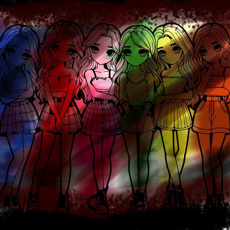 a group of girls realistic