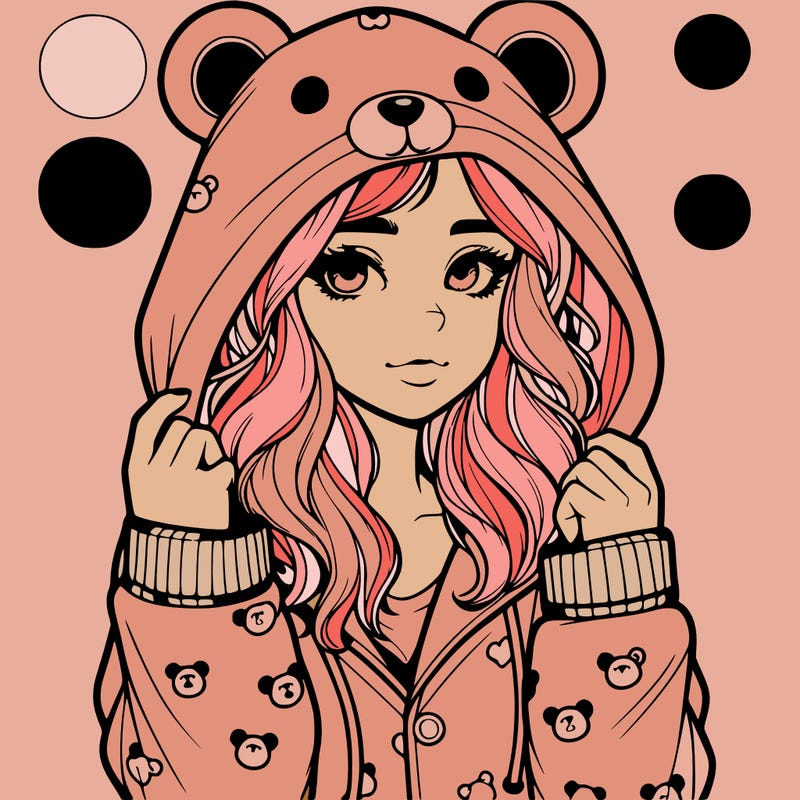realistic girl in a animal pjs hoodie