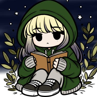 girl in oversized hoodie reading a book