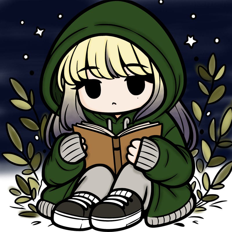 girl in oversized hoodie reading a book