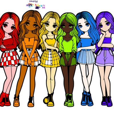 a group of girls realistic