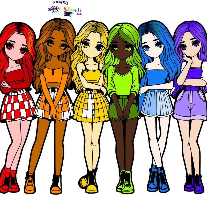 a group of girls realistic