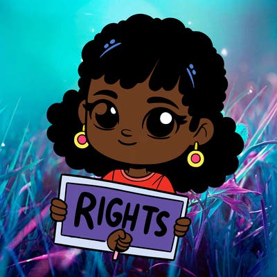 black girl holding a rights sign