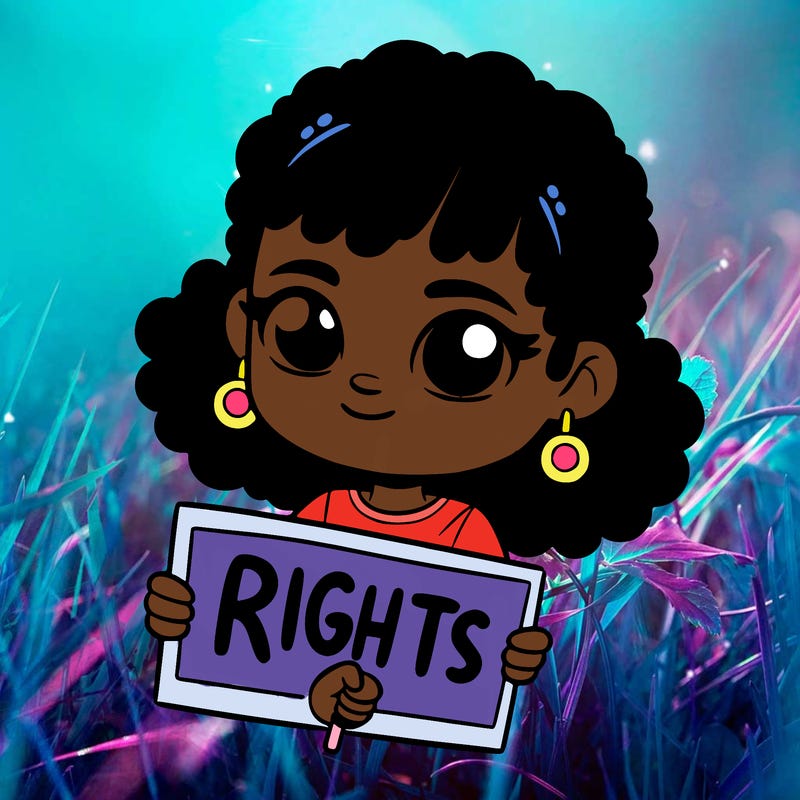black girl holding a rights sign