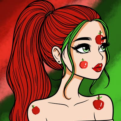 a beautiful and realistic girl with a high pony tail