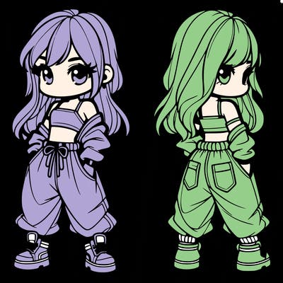 girl in crop top and baggy pants