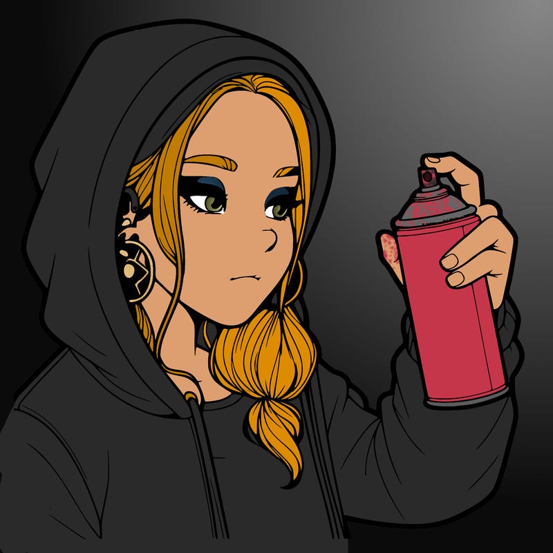 a realistic girl, spray painting