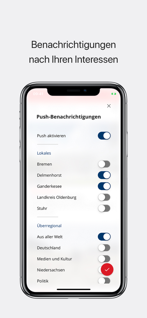 dk News - Configuración de notificaciones push en la aplicación dk News para elegir temas de noticias locales y globales